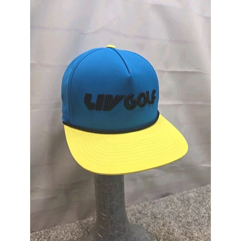 LIV GOLF Hat Cap Adjustable FlexFit 110 Blue Yellow